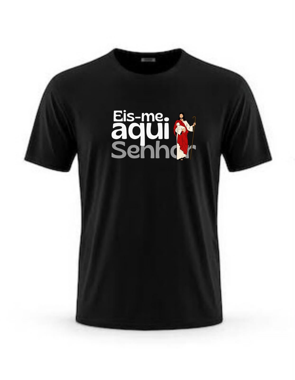 Camiseta preta Eis-me aqui, Senhor